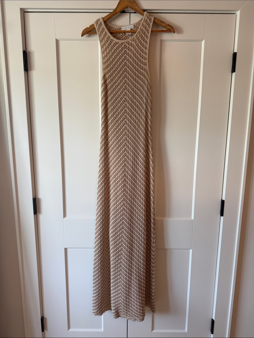 House of Harlow 1960 Beige Chevron Knit Maxi Dress